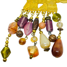 Load image into Gallery viewer, Vintage gold tone elephant glass beads designer long chain necklace
