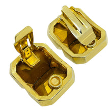Load image into Gallery viewer, Vintage gold tone emerald clear glass designer 80's clip on earrings
