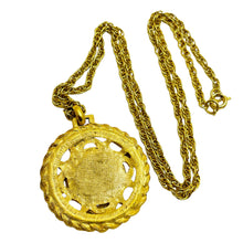 Load image into Gallery viewer, Vintage gold tone emerald rhinestones silver coin designer necklace
