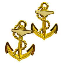 Load image into Gallery viewer, Vintage gold tone enamel anchor nautical designer runway earrings

