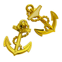 Load image into Gallery viewer, Vintage gold tone enamel anchor nautical designer runway earrings
