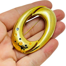 Load image into Gallery viewer, Vintage gold tone enamel designer brooch
