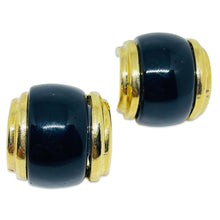 Load image into Gallery viewer, Vintage gold tone enamel designer clip on earrings
