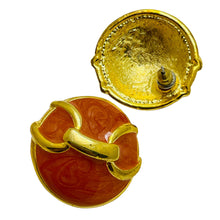 Load image into Gallery viewer, Vintage gold tone enamel designer earrings
