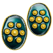 Load image into Gallery viewer, Vintage gold tone enamel designer earrings
