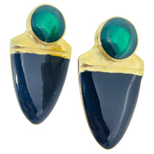 Load image into Gallery viewer, Vintage gold tone enamel designer post earrings
