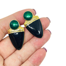 Load image into Gallery viewer, Vintage gold tone enamel designer post earrings
