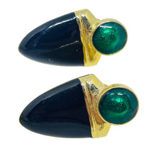 Load image into Gallery viewer, Vintage gold tone enamel designer post earrings
