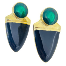 Load image into Gallery viewer, Vintage gold tone enamel designer post earrings
