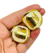 Load image into Gallery viewer, Vintage gold tone enamel eagle rhinestone eyes designer clip on earrings
