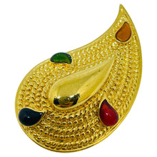 Load image into Gallery viewer, Vintage gold tone enamel leaf designer brooch
