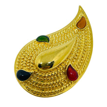 Load image into Gallery viewer, Vintage gold tone enamel leaf designer brooch
