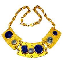 Load image into Gallery viewer, Vintage gold tone enamel massive Etruscan designer chain necklace
