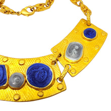 Load image into Gallery viewer, Vintage gold tone enamel massive Etruscan designer chain necklace
