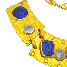 Load image into Gallery viewer, Vintage gold tone enamel massive Etruscan designer chain necklace
