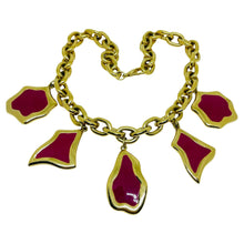Load image into Gallery viewer, Vintage gold tone enamel massive chain designer necklace
