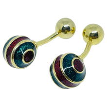 Load image into Gallery viewer, Vintage gold tone enamel modernist designer cufflinks
