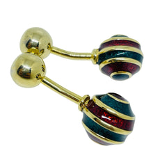 Load image into Gallery viewer, Vintage gold tone enamel modernist designer cufflinks
