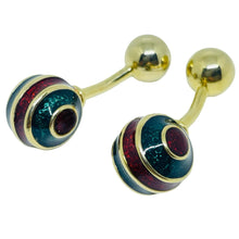 Load image into Gallery viewer, Vintage gold tone enamel modernist designer cufflinks
