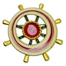 Load image into Gallery viewer, Vintage gold tone enamel nautical designer brooch
