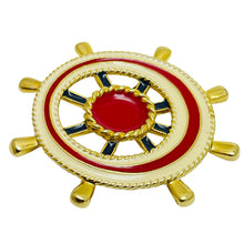Load image into Gallery viewer, Vintage gold tone enamel nautical designer brooch
