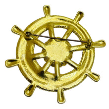 Load image into Gallery viewer, Vintage gold tone enamel nautical designer brooch
