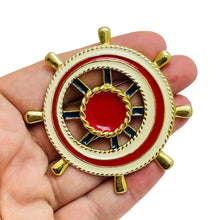 Load image into Gallery viewer, Vintage gold tone enamel nautical designer brooch
