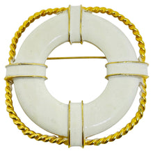 Load image into Gallery viewer, Vintage gold tone enamel nautical massive designer brooch
