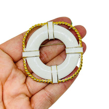 Load image into Gallery viewer, Vintage gold tone enamel nautical massive designer brooch
