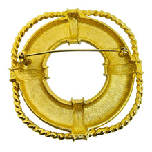 Load image into Gallery viewer, Vintage gold tone enamel nautical massive designer brooch
