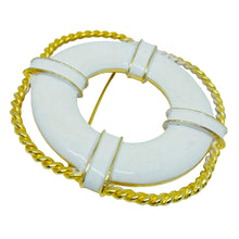 Load image into Gallery viewer, Vintage gold tone enamel nautical massive designer brooch
