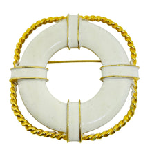 Load image into Gallery viewer, Vintage gold tone enamel nautical massive designer brooch
