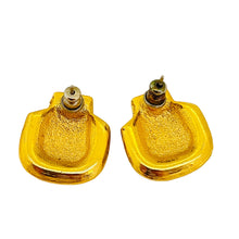 Load image into Gallery viewer, Vintage gold tone enamel rhinestone designer post earrings

