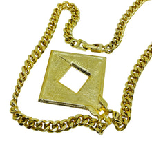Load image into Gallery viewer, Vintage gold tone enamel rhinestone geometric designer chain necklace
