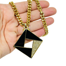 Load image into Gallery viewer, Vintage gold tone enamel rhinestone geometric designer chain necklace
