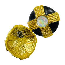 Load image into Gallery viewer, Vintage gold tone enamel rhinestone maltese cross designer earrings
