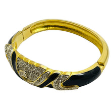 Load image into Gallery viewer, Vintage gold tone enamel rhinestones designer bracelet
