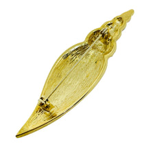 Load image into Gallery viewer, Vintage gold tone enamel rhinestones seashell designer brooch
