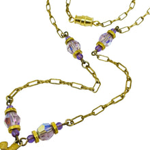 Load image into Gallery viewer, Vintage gold tone enamel seashell crystal beads designer chain necklace
