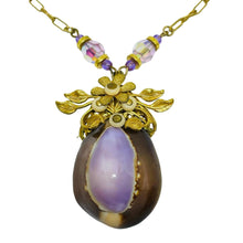 Load image into Gallery viewer, Vintage gold tone enamel seashell crystal beads designer chain necklace
