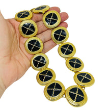 Load image into Gallery viewer, Vintage gold tone enamel toggle clasp chain designer necklace
