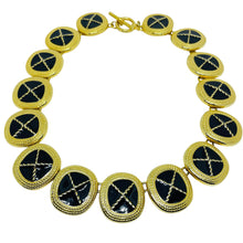 Load image into Gallery viewer, Vintage gold tone enamel toggle clasp chain designer necklace
