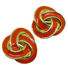 Load image into Gallery viewer, Vintage gold tone enamel twisted knot designer clip on earrings
