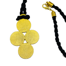 Load image into Gallery viewer, Vintage gold tone fabric checkered dangle designer 80's necklace
