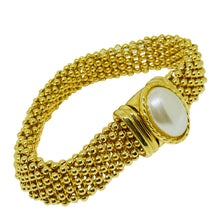 Load image into Gallery viewer, Vintage gold tone faux pearl designer chain bracelet
