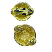 Load image into Gallery viewer, Vintage gold tone faux pearl designer clip on earrings
