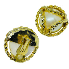 Load image into Gallery viewer, Vintage gold tone faux pearl designer clip on earrings
