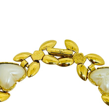 Load image into Gallery viewer, Vintage gold tone faux pearl heart link designer bracelet
