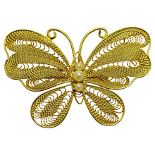 Load image into Gallery viewer, Vintage gold tone faux pearls butterfly designer brooch
