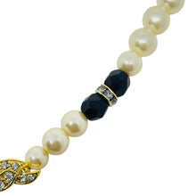 Load image into Gallery viewer, Vintage gold tone faux pearls crystals designer necklace
